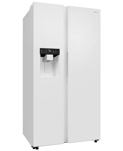 Haier Side-by-Side Kühlschrank HSW79F18DIGW mit Eis- und Wasserspender - Moderne Kühltechnik mit Total No Frost und My Zone Plus. Automatischer Eis- und Wasserspender sowie hOn-App-Anbindung für smarte Steuerung.