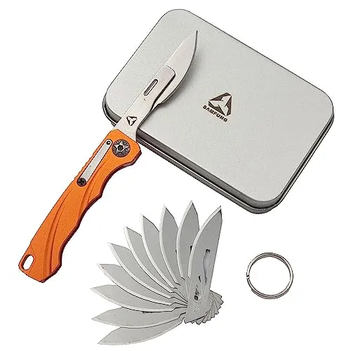 SAMFUNG Tägliches Taschenfaltmesser mit 10-austauschbaren Schnellwechselklingen, ultra kompakt und leicht (Orange)