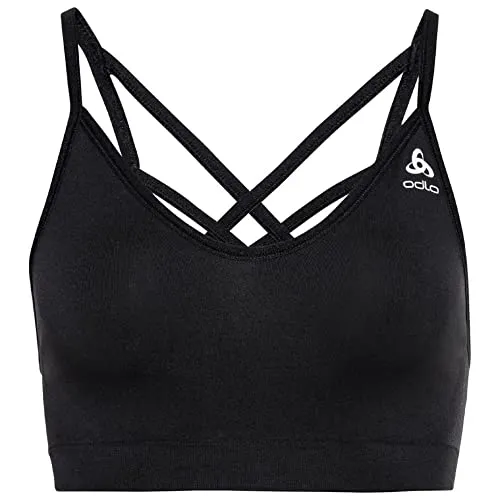 Odlo Seamless Soft Sports Bra - Schwarz/Grau Melange (60066) S - Funktionsunterwäsche für Damen mit nahtlosem Komfort und Wendbarkeit für zwei Styles. Ideal für intensive Workouts, schnelltrocknend und pflegeleicht.