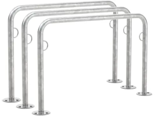 Fahrradanlehnsystem Trust 31 | 3er Pack | zum Aufdübeln | 1250mm | mit Ringösen | Fahrradständer für 2 Fahrräder | Anlehnbügel Anlehnparker Einzelständer Fahrradanlehnbügel Radständer | Dreifke®