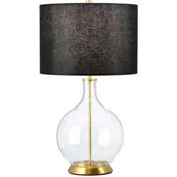 Orb 1-flammige Tischlampe – Gealtertes Messing mit schwarzem Schirm