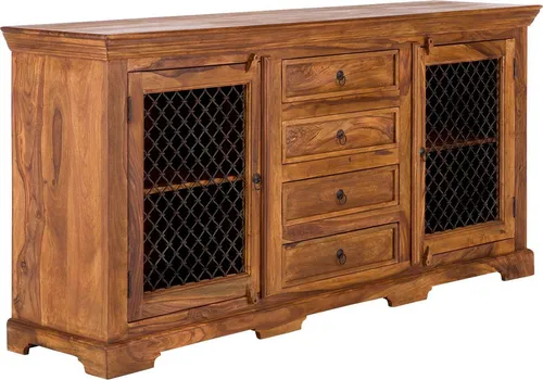 massivum Sideboard Merlow 4 Schub, rustikale Kommode aus Akazie
