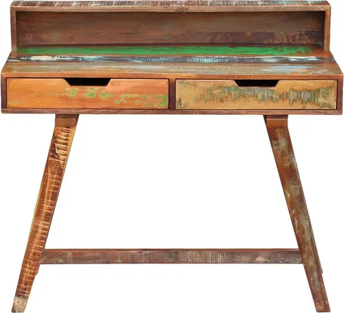 vidaXL Schreibtisch Altholz - Braun, Vintage-Stil - Kinderschreibtisch aus recyceltem Massivholz, einzigartig und robust. Mit zwei Schubladen für viel Stauraum und einem zeitlosen Design, ideal für kreative Lernumgebungen.