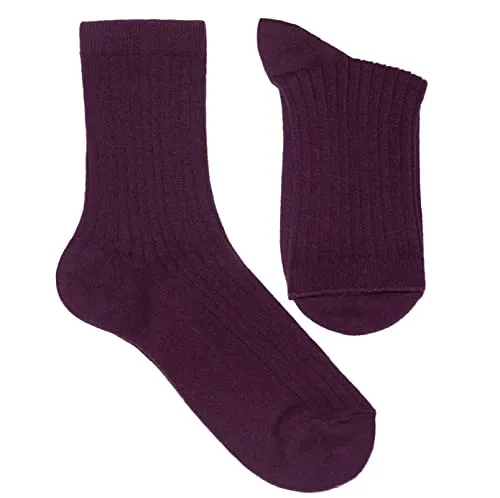 Weri Spezials Damen Socken Casual Rippe aus Baumwolle in mehreren Natur Farben (39-42, Traube)
