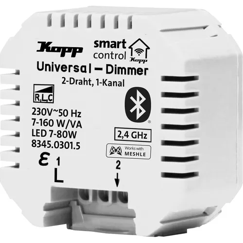 Kopp Smart-control Universal Dimmaktor, 1-Kanal, 2-Draht, mit Bluetooth Mesh