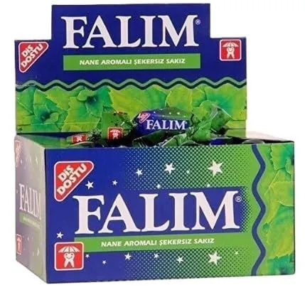 Falim Zuckerfreie Kaugummis mit Minzgeschmack 100 Stück Packung