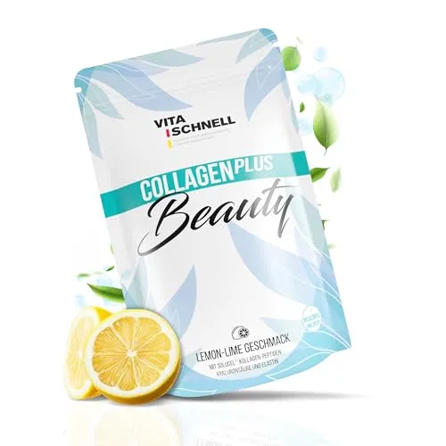 Vita Schnell Kollagen Plus Beauty 360 g – Hochdosiertes Collagenpulver mit Solugel® Collagen Peptide – Kollagen Hyaluron Pulver & Vitamine – Für Haut, Haare & Nägel – Made in Germany