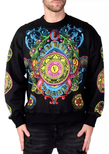 VERSACE JEANS COUTURE ALL OVER PRINT Sweatshirt - Sport-Kapuzenpullover & -Sweatshirts, atmungsaktiver Sweatshirt mit ikonischem Logo-Print, ideal für alle Jahreszeiten und einen lässigen Look.