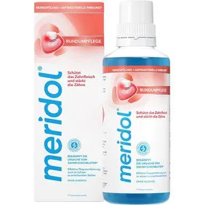 Meridol Mundspülung Rundumpflege, ohne Alkohol, mit Fluorid, antibakteriell, 400ml