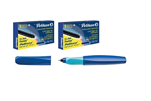 Pelikan 814782 Tintenroller Twist, Deep Blue, inklusive 2 Rollerpatronen, 1 Stück (Deep Blue + Patronen)