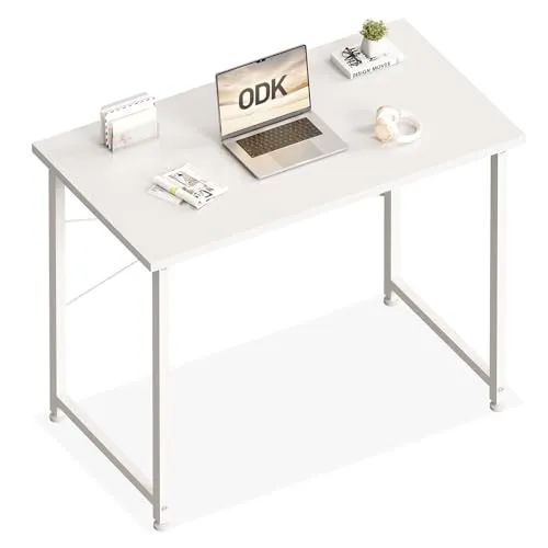 ODK Kleiner Schreibtisch, 80 × 40 cm, Computertisch, Bürotisch, Weiß