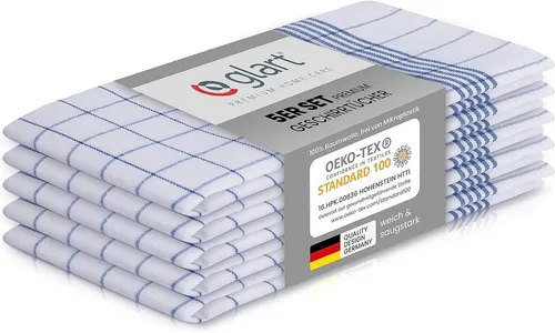 Glart Geschirrtuch 48KB1 5er Set Geschirrtücher Küchentücher 50x70 cm OEKO-TEX blau Karo
