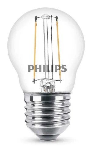 Philips Lampe 2 W 25 E27 Warmweiß - LEUCHTMITTEL – Energieeffiziente 2 W LED-Lampe mit warmem Licht (2700 K), ideal für gemütliche Atmosphären und lange Lebensdauer von 15.000 Stunden.