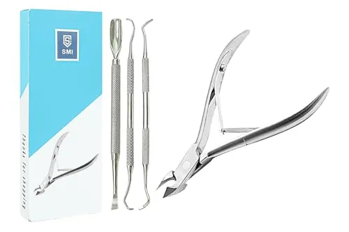 SMI 4-teiliges Nagelpflege-Set mit Zange und Schieber - Hochwertiges Maniküre- und Pediküre-Set aus Edelstahl, ideal für präzise Pflege und schöne Nägel. Enthält Zange, Schieber und Eckenheber für optimale Ergebnisse.
