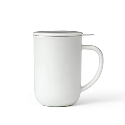 VIVA scandinavia Porzellan Tee Tasse mit Teesieb - Thermobehälter für lose Teeblätter, mit herausnehmbarem Edelstahl-Tee-Ei und Deckel, der Wärme hält – perfekt für Teeliebhaber.