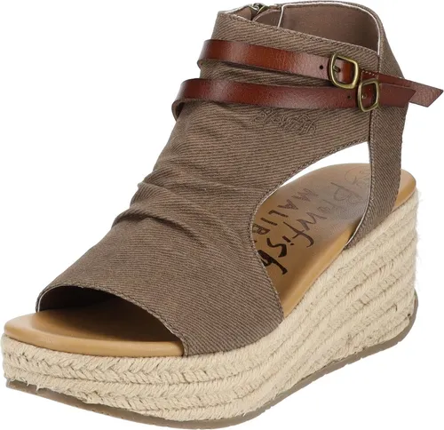 Blowfish Sandalen Kunstleder/Textil – Vegane Keilsandalette - Die vegane Keilsandalette von Blowfish überzeugt mit ihrem modischen Jeans-Look und sommerlichen Bastelementen. Der praktische Reißverschluss sorgt für einen schnellen Ein- und Ausstieg, ideal für jeden Tag.