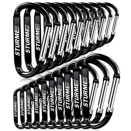 STURME 20 Stück 6,9 cm Karabiner-Clip Langlebige Karabinerhaken Kleiner Karabiner Aluminium D-Clip für Angeln, Wandern oder Reisen