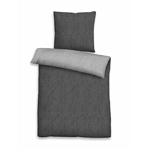 Traumschlaf Uni Melange Flanell Bettwäsche 840200 Titanium - Bettwäsche-Sets aus flauschigem Flanell, temperaturausgleichend und atmungsaktiv – ideal für kuschelige Winternächte. Hochwertige Verarbeitung und pflegeleicht mit Qualitätsreißverschluss.