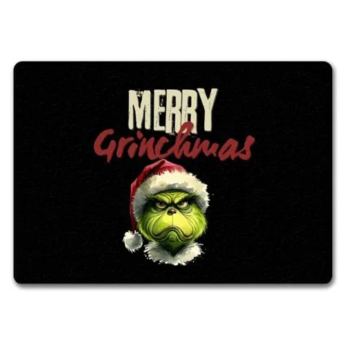 speecheese Merry Grinchmas Weihnachtsmuffel Fußmatte in 35x50 cm ohne Rand Weihnachten böse schaudernd Typ zornig und finster wütend dekorativ und festlich