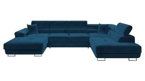 MIRJAN24 Wohnlandschaft Torezio Bis mit Bettkasten - U-Form Wohnlandschaft mit Schlaffunktion und verstellbaren Kopfstützen, ideal für kleine Räume und gemütliche Abende. Hochwertiger Velvet-Bezug in Manila 26.