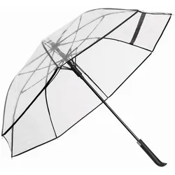 Regenschirm Transparent halbautomatik Ø103 cm Stockschirm 420 Gr Schirm Schwarz