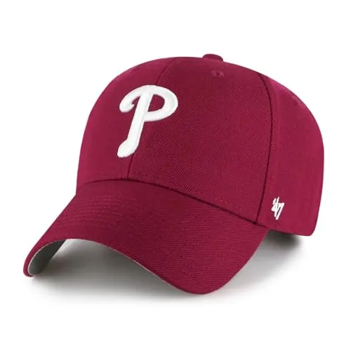 '47 Philadelphia Phillies MLB Most Value P. Kardinalrot Verstellbare Cap - Sportfan Bekleidungsaccessoires – Hochwertige Cap mit gesticktem Teamlogo, ideal für jeden MLB-Fan und anpassbare Einheitsgröße für perfekten Sitz.