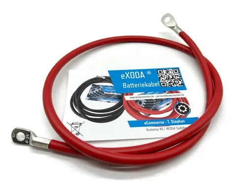 eXODA 25 mm2 M8 M10 Batteriekabel, Rot, (100 cm), 99% Kupfer