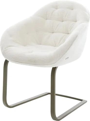 DELIFE Schwingstuhl Gaio-Flex Freischwinger flach Effektfinish Titan Bouclé Soft Beige