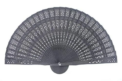 Yudu Holzfächer Handfächer Fächer schwarz