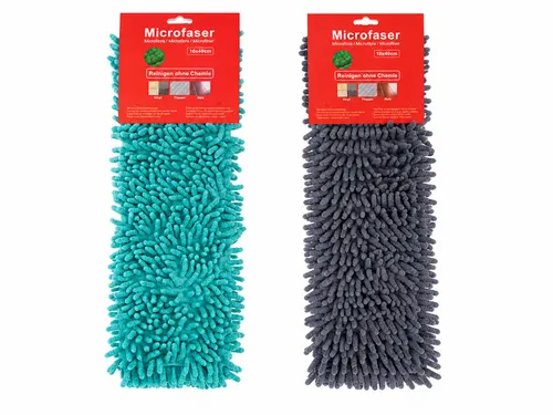 Bodenwischer Ersatzbezug 2eilig (Hellblau und Grau), 10 x 40 cm, 100% Microfaser