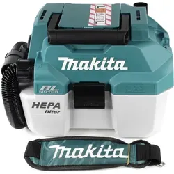 Makita DVC 750 LRMX3 Akku Staubsauger - Nass- & Trockensauger mit 18 V Akku, leicht und tragbar, ideal für flexible Einsätze dank 2-Gänge-Getriebe und HEPA Filter, ohne Zubehör.