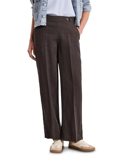 Street One High Waist Wide Leg Hose aus Leinen Espresso Brown 36 - Moderne Damenhose im Loose Fit mit weit geschnittenen Beinen. Ideal für lässige Looks und angenehmen Tragekomfort. Perfekt für jeden Anlass!