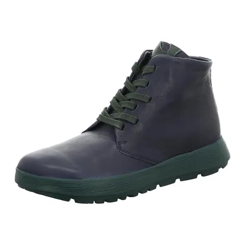 THINK! Damen COMODA Stiefelette 8010 Navy/Kombi - Nachhaltige Wanderschuhe aus chromfrei gegerbtem Leder, ideal für umweltbewusste Fashionliebhaberinnen.