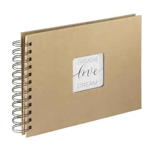 Hama Craft Spiral-Fotoalbum (Erinnerungsalbum für Hochzeit, Geburtstag, Taufe, 24 x 17 cm, 40 Seiten aus schickem Kraftpapier zum Personalisieren und Kleben, für bis zu 40 Fotos à 10 x 15 cm), Braun