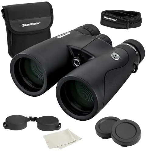 Celestron 72336 Nature DX ED 12x50 Fernglas für Natur- und Vogelbeobachtungen mit Objektivlinsen mit niedriger Streuung, vollvergütet mit BaK-4-Prismen, gummiarmiert, anlaufgeschützt und wasserdicht