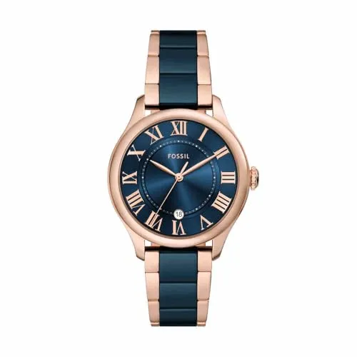 FOSSIL Damen Analog Quarz Uhr CE1134 mit Keramik Armband - Elegante Armbanduhr für Damen mit roségoldenem Keramikarmband, kratzfestem Mineralglas und wasserdicht bis 50 m – perfekt für den Alltag und besondere Anlässe.