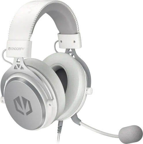 ENDORFY VIRO Plus USB Onyx White Gaming Over-Ear-Kopfhörer - PC-Headset mit hochwertigem 53 mm Treiber für detaillierten Klang und abnehmbarem Mikrofon für klare Sprachübertragung. Ideal für Gamer, die Komfort und Präzision suchen.