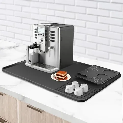Kaffeemaschine Abtropfmatte 58x39cm,abtropfmatte Reschirr Rutschfest | Silikonmatte Mit Rand, Rutschfeste, Hitzebeständige, Spülmaschinenfest Und BPA-Frei,hält Arbeitsflächen sauber