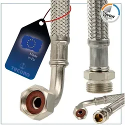 Tecuro - Sanitär Verbindungsschlauch 90° Bogen 3/8 Überwurfmutter X 3/8 Ag X 500 Mm - Ktw-a Dvgw