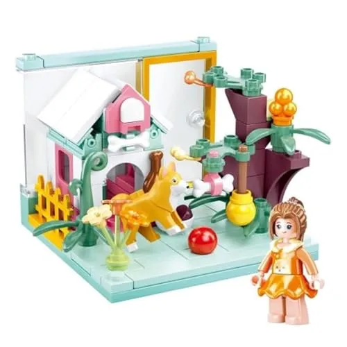Habarri - Mini Klemmbausteine - Set von Bausteinen und Mini Figur - Geschenk für Kinder ab 7 Jahren - Kompatibel mit bekannten Klemmbausteinen - 100 Elemente - Motiv Hündchen Bella