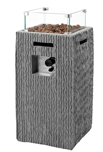 tepro Gas-Feuerstelle Brighton - Feuerstellen mit außergewöhnlicher Stein-Optik, 13 kW Brenner und integrierter Gasflaschenhalterung für gemütliche Abende im Freien.