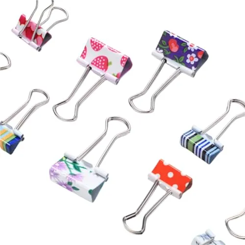 ANNIUP 24 Stück Foldback-Clips, 19 mm, kleine farbige Papierklammern, sortierte Metall-Klammern für Büro, Zuhause, Kunst, Handwerk, Fotobilder, Datei