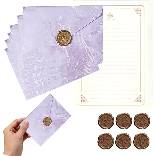HaploS Lila Vintage Briefpapier Set mit Umschlägen Für Liebesbriefe
