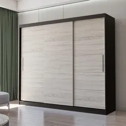 imoebel24 Schwebetürenschrank in Schwarz und Sonoma Eiche