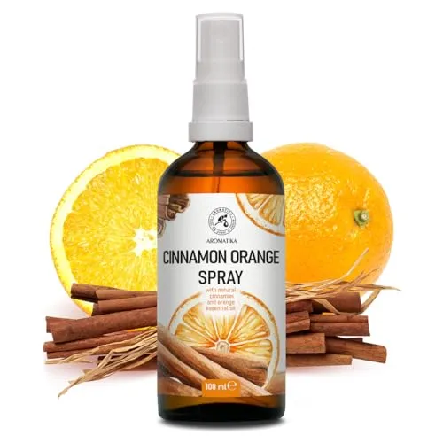 Zimt-Orange Aromaspray 100ml - Aromatherapie Raumspray mit ätherischem Zimtöl und Orangenöl - Spray zur Aromatisierung der Luft - Raumnebel - Kissen- und Leinenspray - Duftspray - Aromaspray