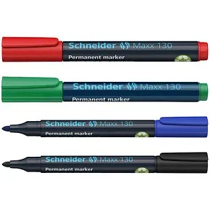 Schneider Permanentmarker Maxx 130, 113094, Strichbreite 1 - 3 mm, farbig sortiert, 4 Stück