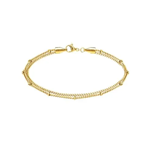 viva-adorno Edelstahl Damen Armband Damenarmband Edelstahlarmband Armkette Armschmuck SB15_D1, gold 19cm