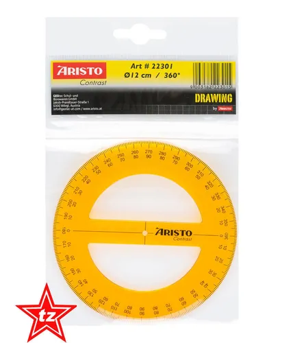 Vollkreis Winkelmesser 360° - 12 cm - orange transparent