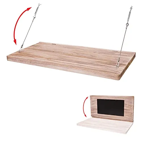 Mendler Wandtisch HWC-H48, klappbarer Massivholz Tisch mit Tafel