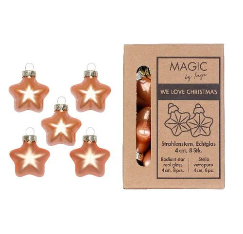 MAGIC by Inge Christbaumschmuck, Christbaumschmuck Sterne 4cm Glas 8 Stück - Sweet Melon